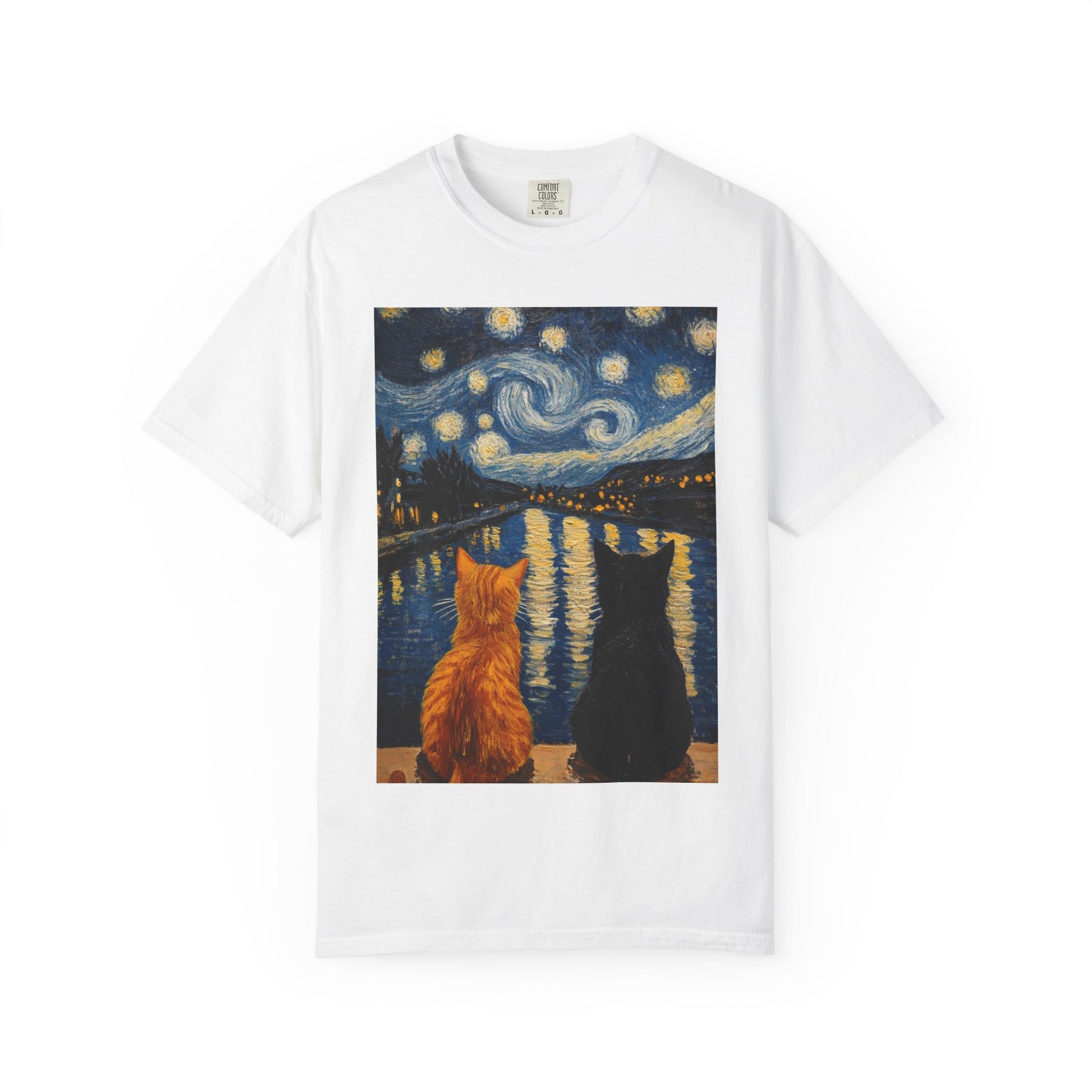 Van Gogh Starry Night Cat Unisex T-Shirt | Perfect Gift for Cat Lovers