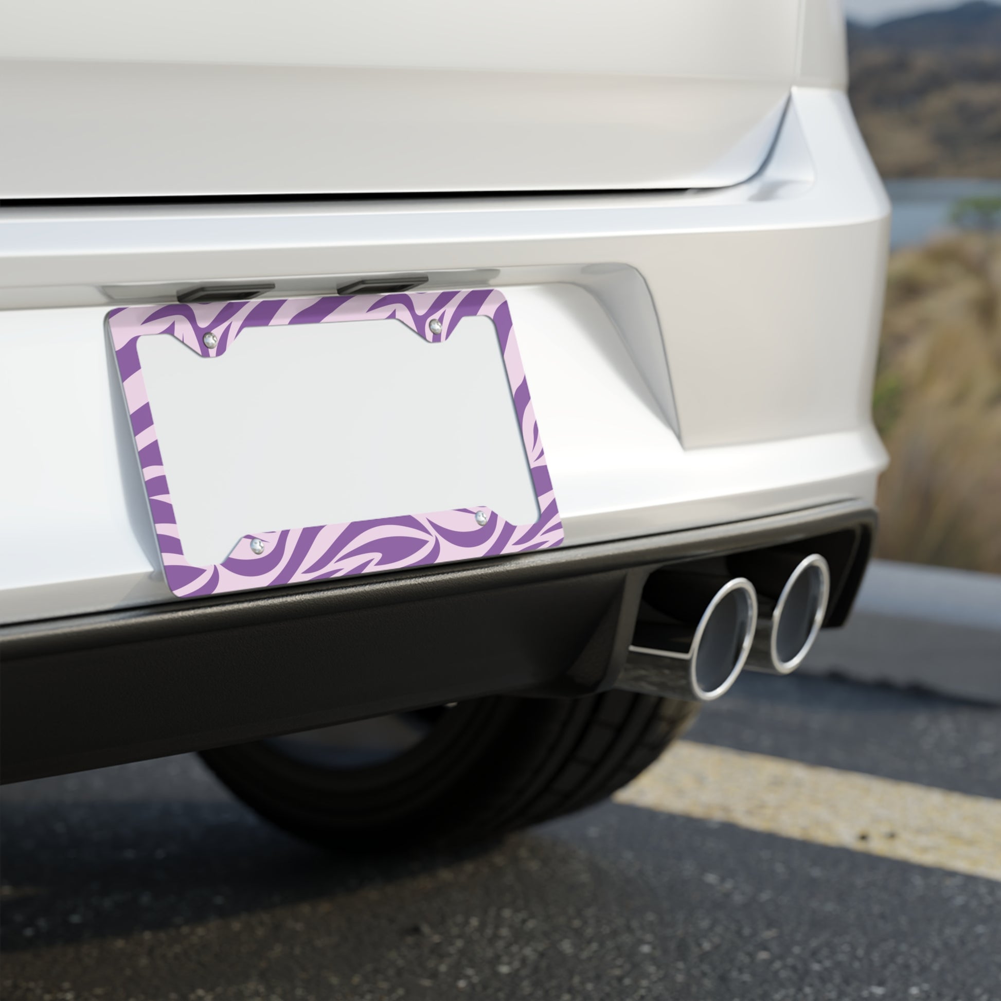 Zebra Print Metal License Plate Frame