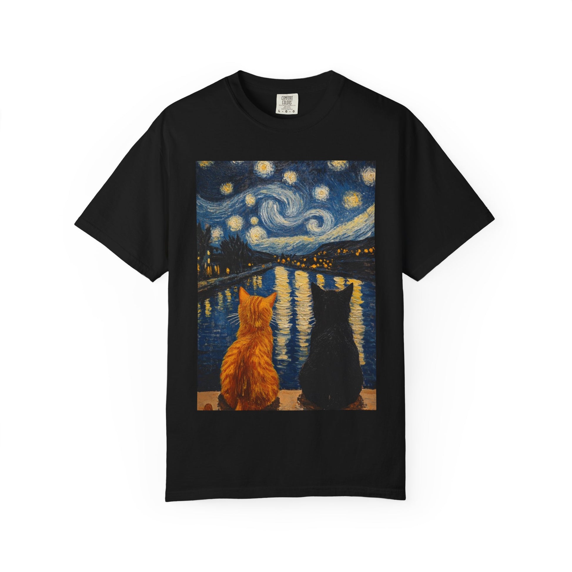 Van Gogh Starry Night Cat Unisex T-Shirt | Perfect Gift for Cat Lovers